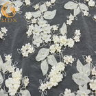 Düğün için Tül 3D Beyaz Çiçek Dantel% 80 Naylon Nakış