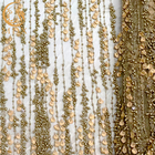 Naylon Malzeme Altın 3D Çiçek Dantel Kumaş 135Cm Genişlik